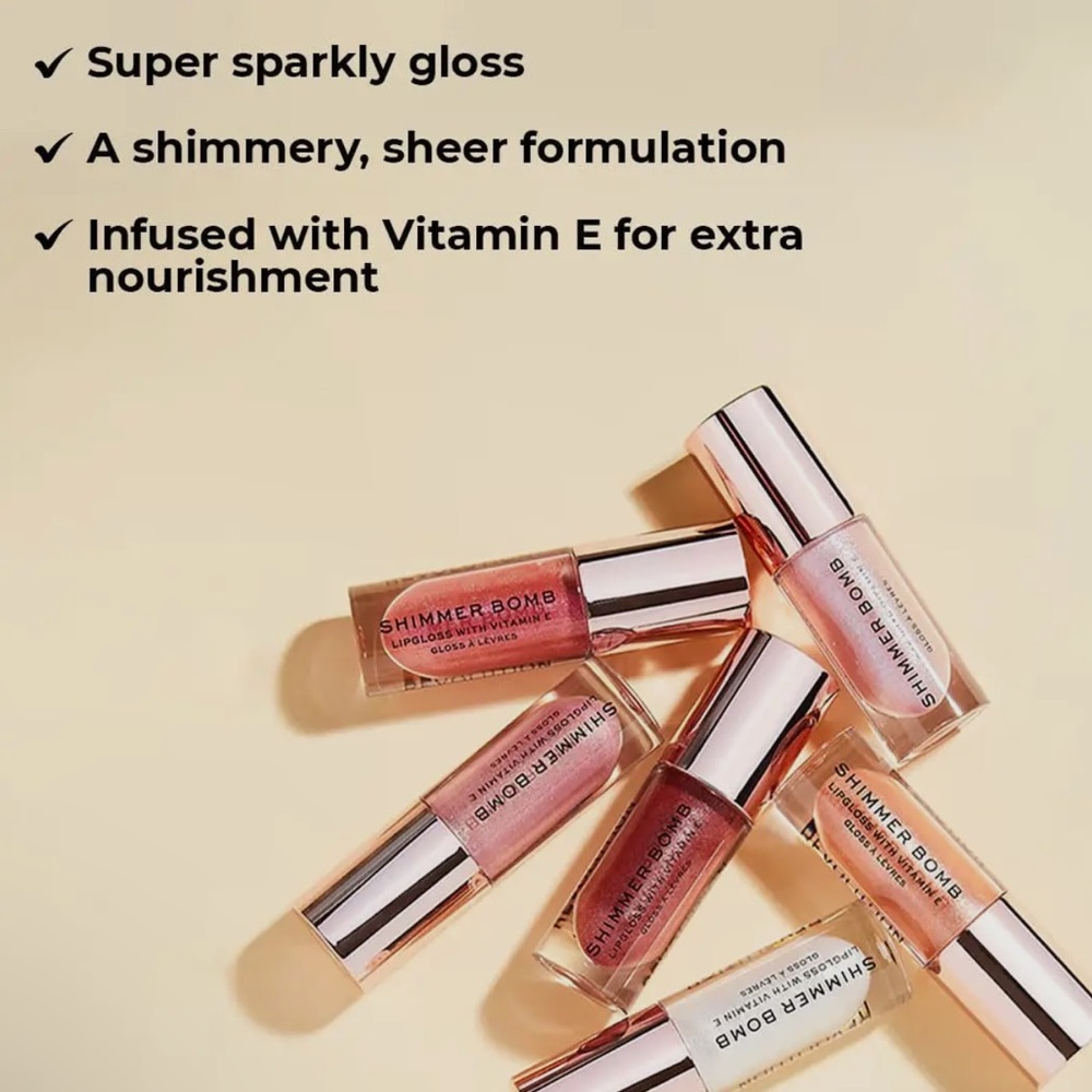 Revolution x Rachel Leary Collection Golden Goddess Shimmer Bomb Lip Gloss. New - Picture 4 of 5